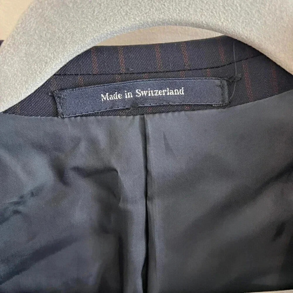 Ermenegildo Zegna 2pc Wool Suit Navy Blue Brown Pinstripe 50R - Picture 4 of 16